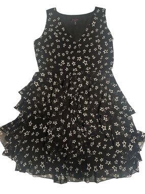 EUC Patricia Field Black Star Dress with multi layers and side zipper